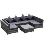 Outsunny 7 Pcs Outdoor Rattan Sofa Set Patio Sectional