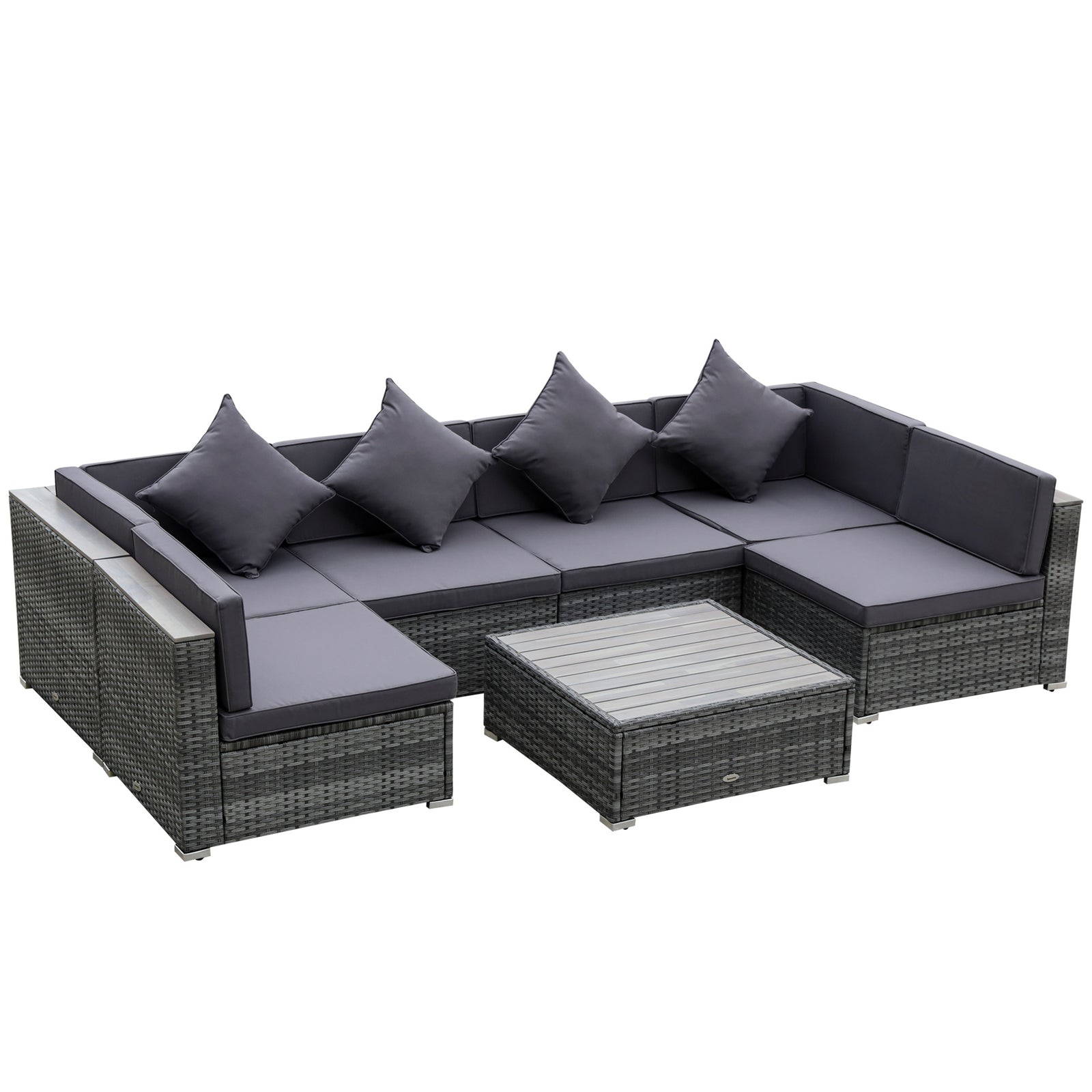 Outsunny 7 Pcs Outdoor Rattan Sofa Set Patio Sectional