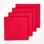 Plain Cotton Fabric 4 Napkins Set | 45cm x 45cm | Red