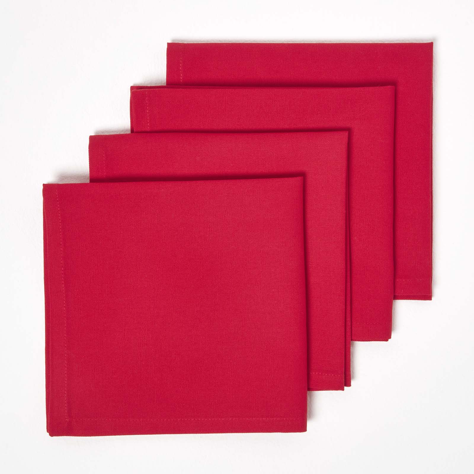 Plain Cotton Fabric 4 Napkins Set | 45cm x 45cm | Red