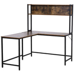 Industrial L-shaped Work Desk & Storage Shelf Steel Frame