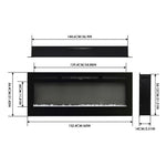 50/60-inch Recessed & Wall Mounted Electric Fireplace, 1800w Black Heater With 12-colour Flame, Log & Crystal Bed, Remote Control & Timer | Large