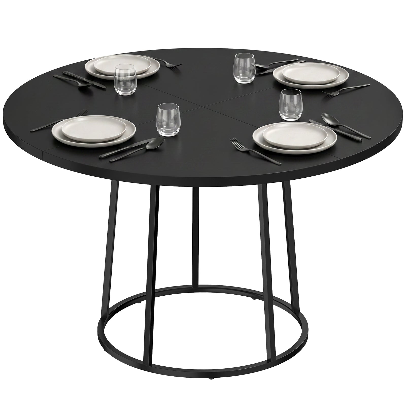 Round Dining Table For 4-6 Space Saving 120 Cm | Black