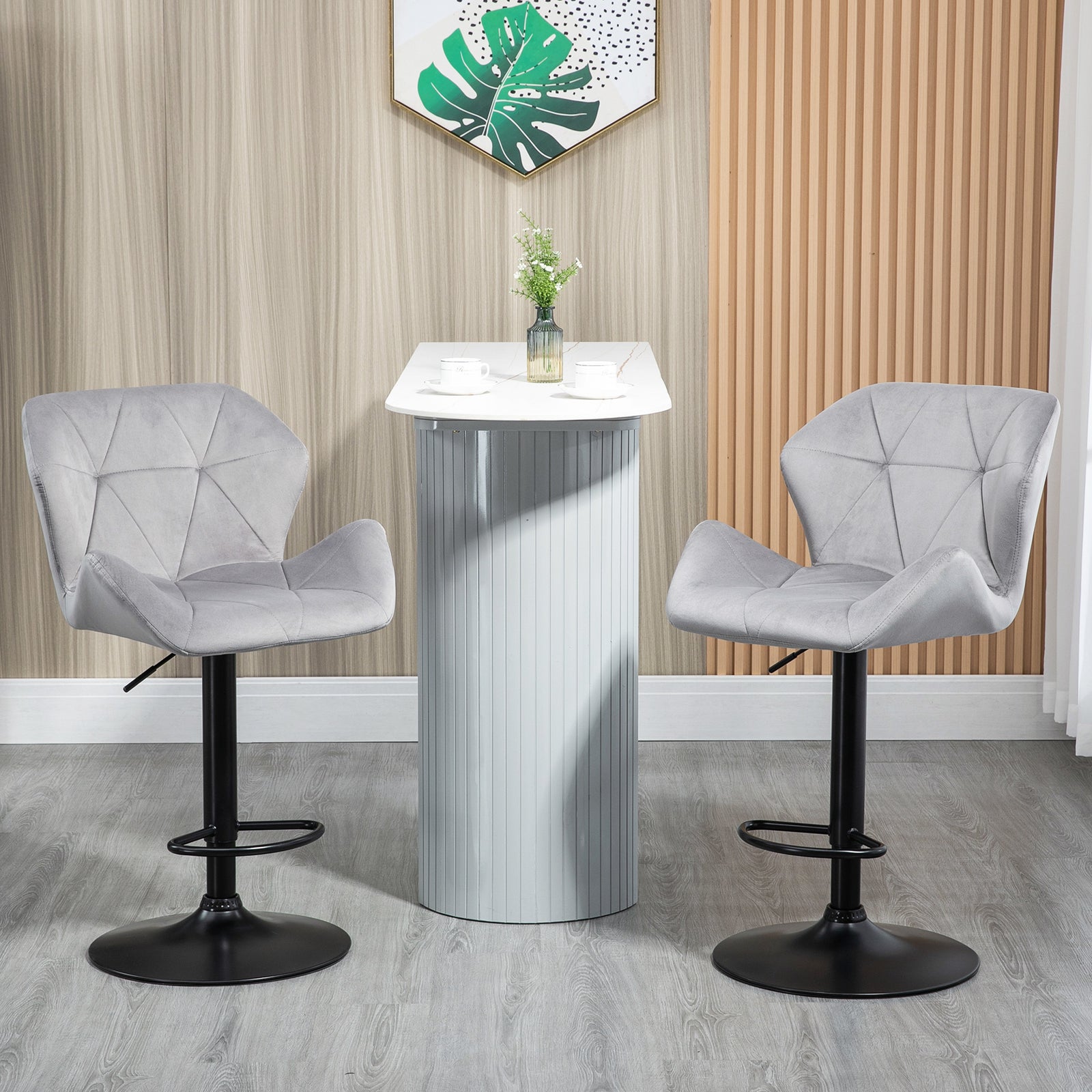 Set Of 2 Luxurious Velvet-touch Bar Stools