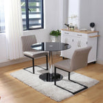 90cm Dia X 75cm H Round Dining Table, Black Tempered Glass Top Modern Minimalist Round Glass Dining Table