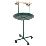 Bird Perch Stand, T-stand Bird Training With Perch, Wheels, Bowls, Green