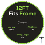 Trampoline Mat W/ 72 V-hooks, For 12ft Trampoline | Green