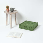 Rajput Ribbed Cotton Floor Cushion | 40cm x 40cm | Dark Olive