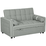 2 Seater Pull Out Sofa Bed With Adjustable Backrest, Light Grey | One Size