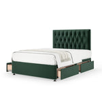 Plush Velvet 4 Drawer Divan Base And Button Headboard | King | Green