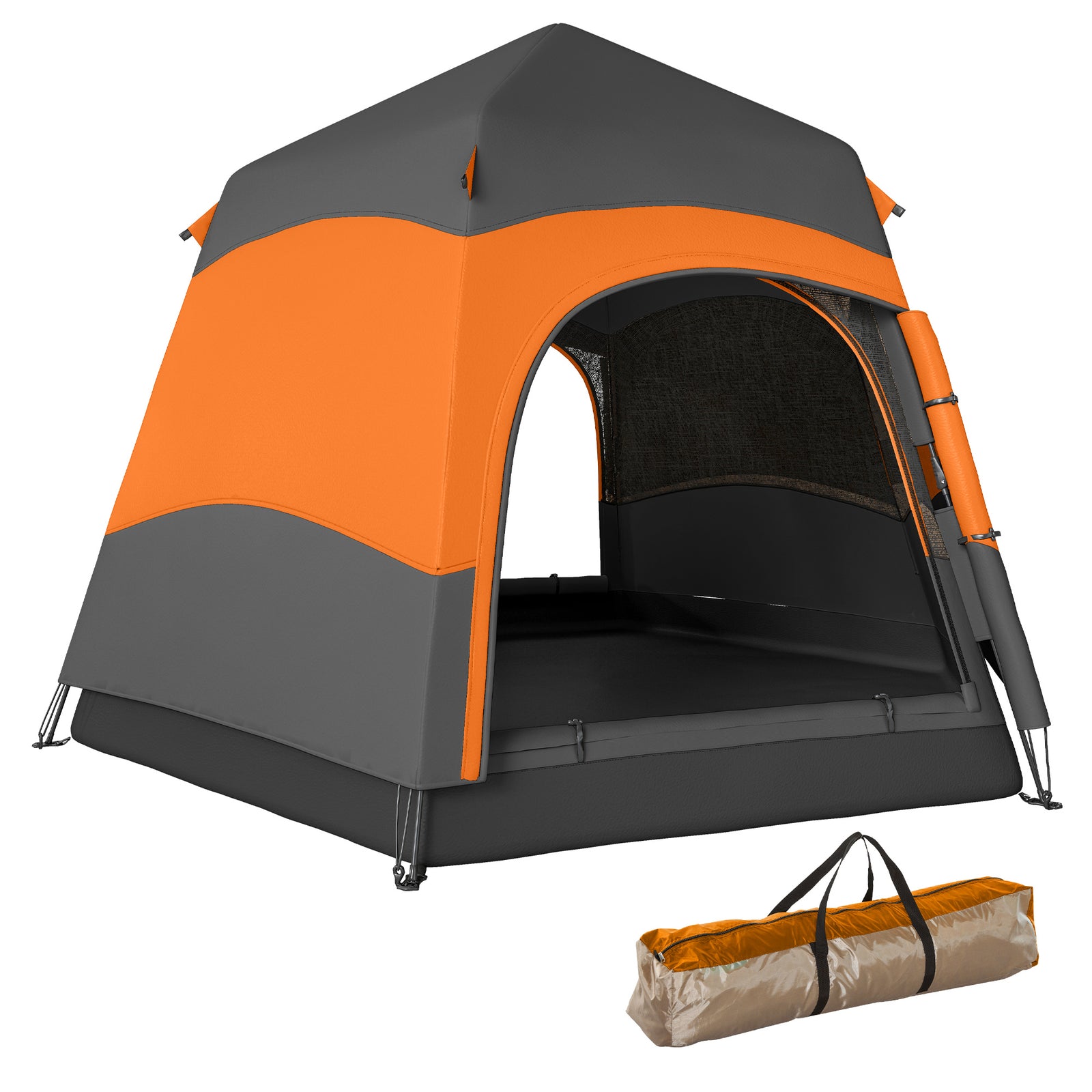 Double Layer Pop Up Tent With Rainfly, Portable Camping Shelter | Orange