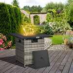 Pe Rattan Gas Fire Pit Table With Rain Cover Mesh Lid