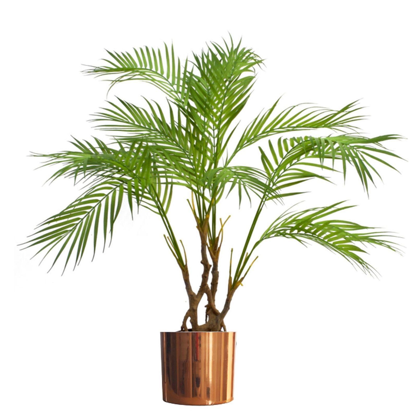 90cm Artificial Areca Palm Plant Twisted Detail Trunk Copper Metal