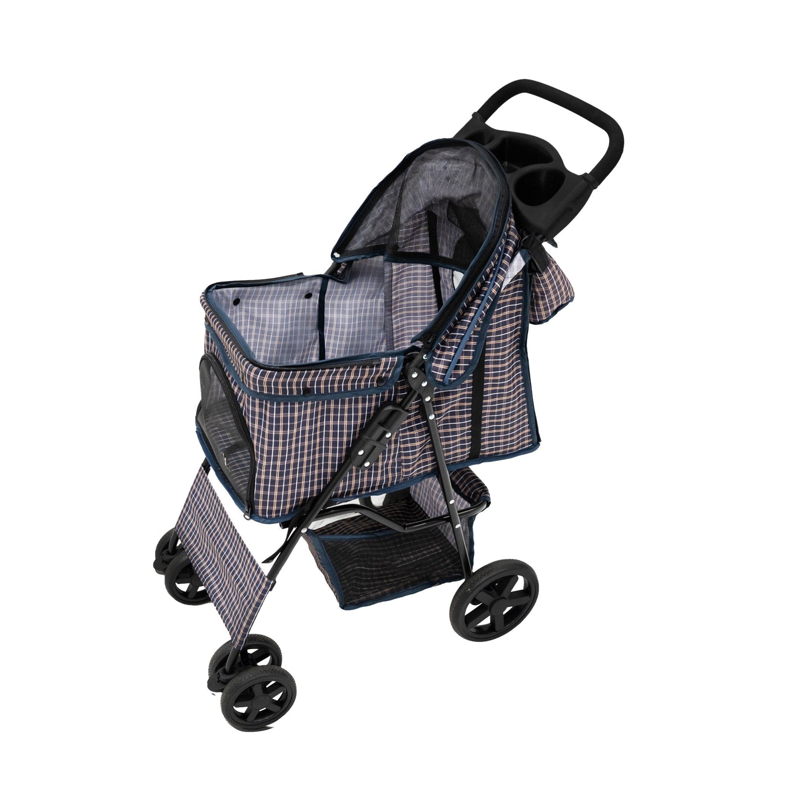 Pet Stroller With Rain Cover & Caddy Bag | Tartan