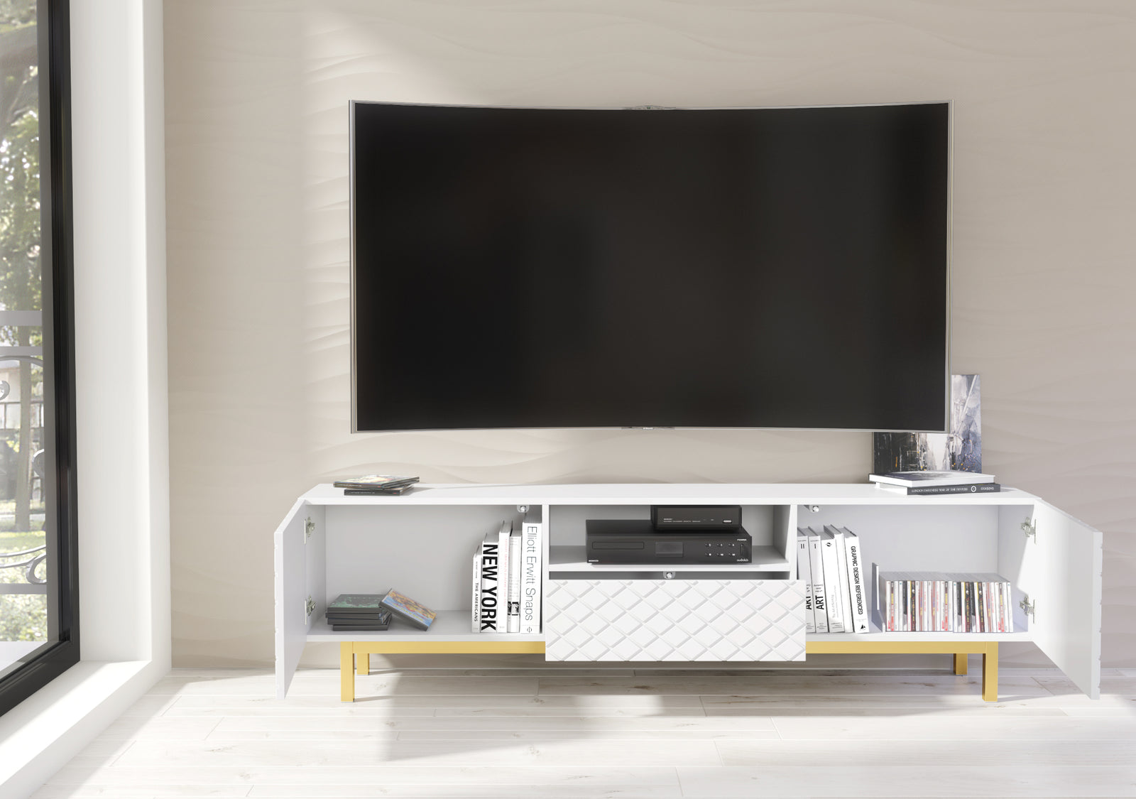 Diamond Luxe Tv Unit 180cm - Deco | White