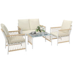 4 Piece Rattan Set, Wicker Conversation Set | Khaki