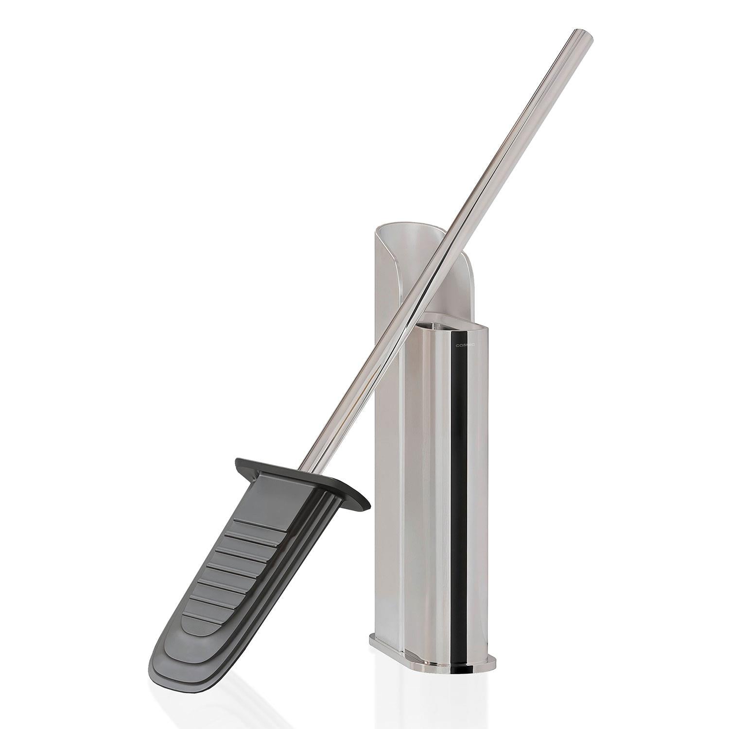 Silicone Toilet Brush, Floor Or Self-adhesive Slim Chrome Flat Collection
