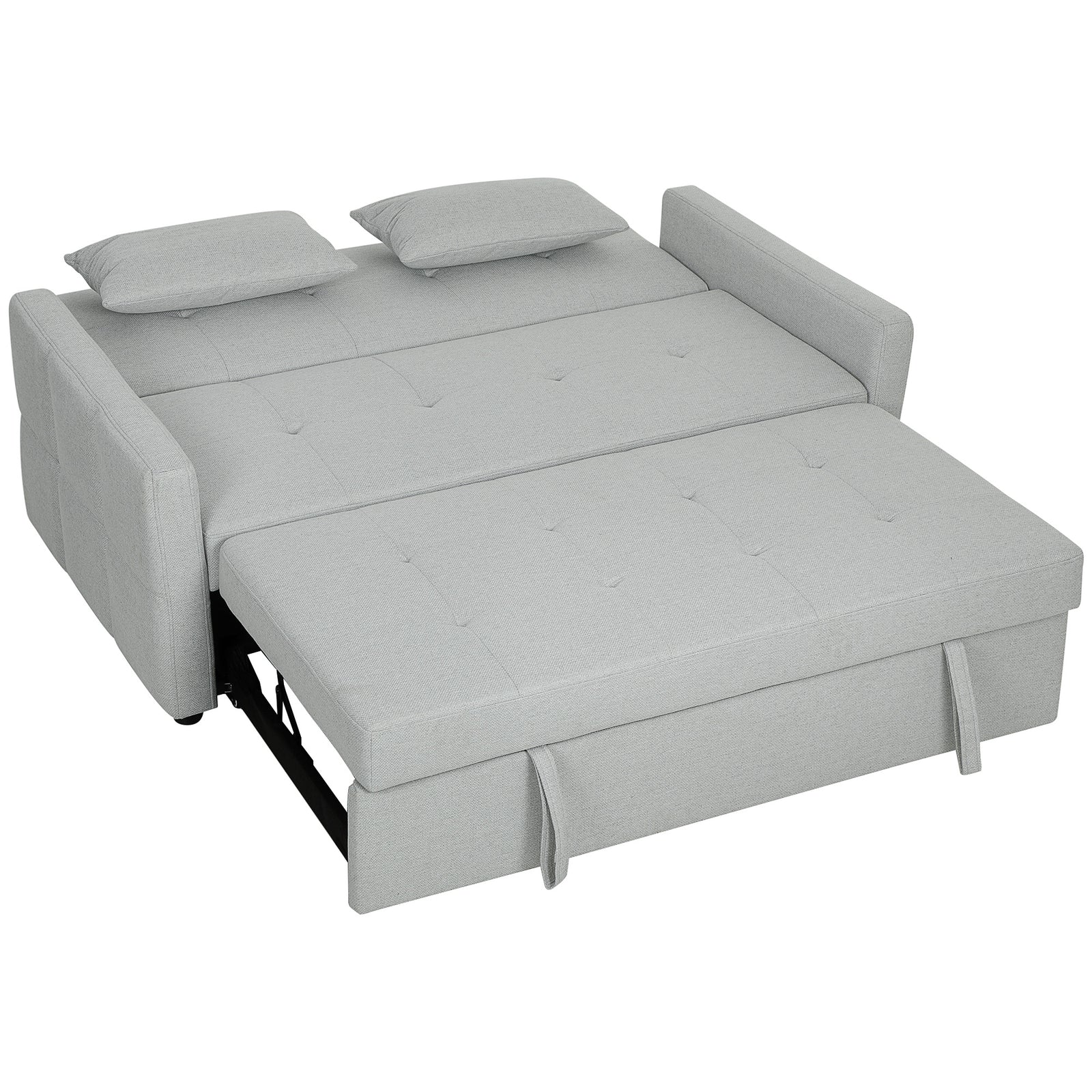 2 Seater Sofa Bed, Convertible Pull Out Bed Settee | Light Grey