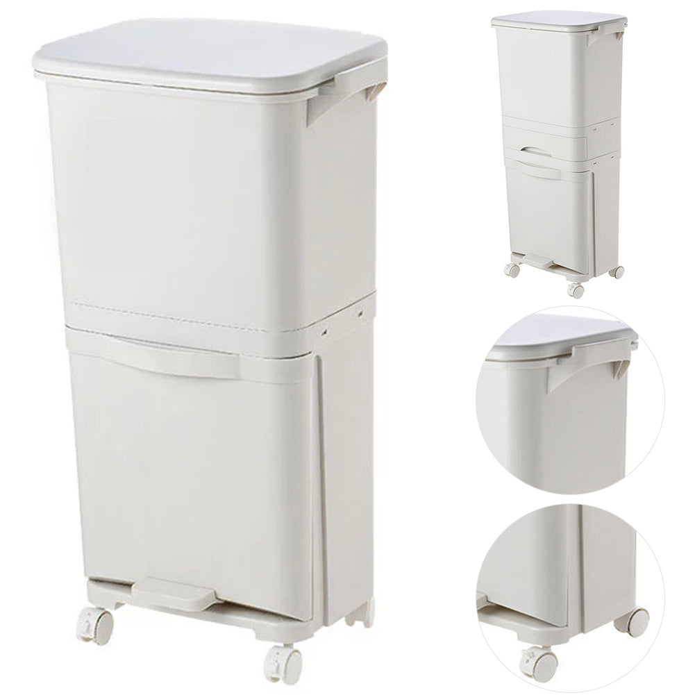 Rubbish Dustbin Recycling Bin Rubbish Trash Home Kitchen White | 38l | White