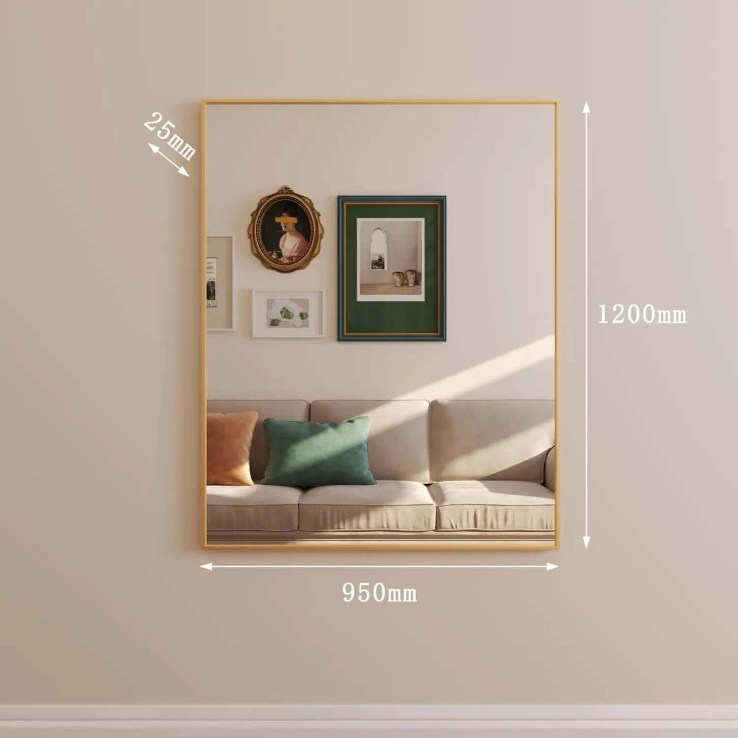 Takara - Metal Rectangle Mirror | 120cm x 95cm | Gold