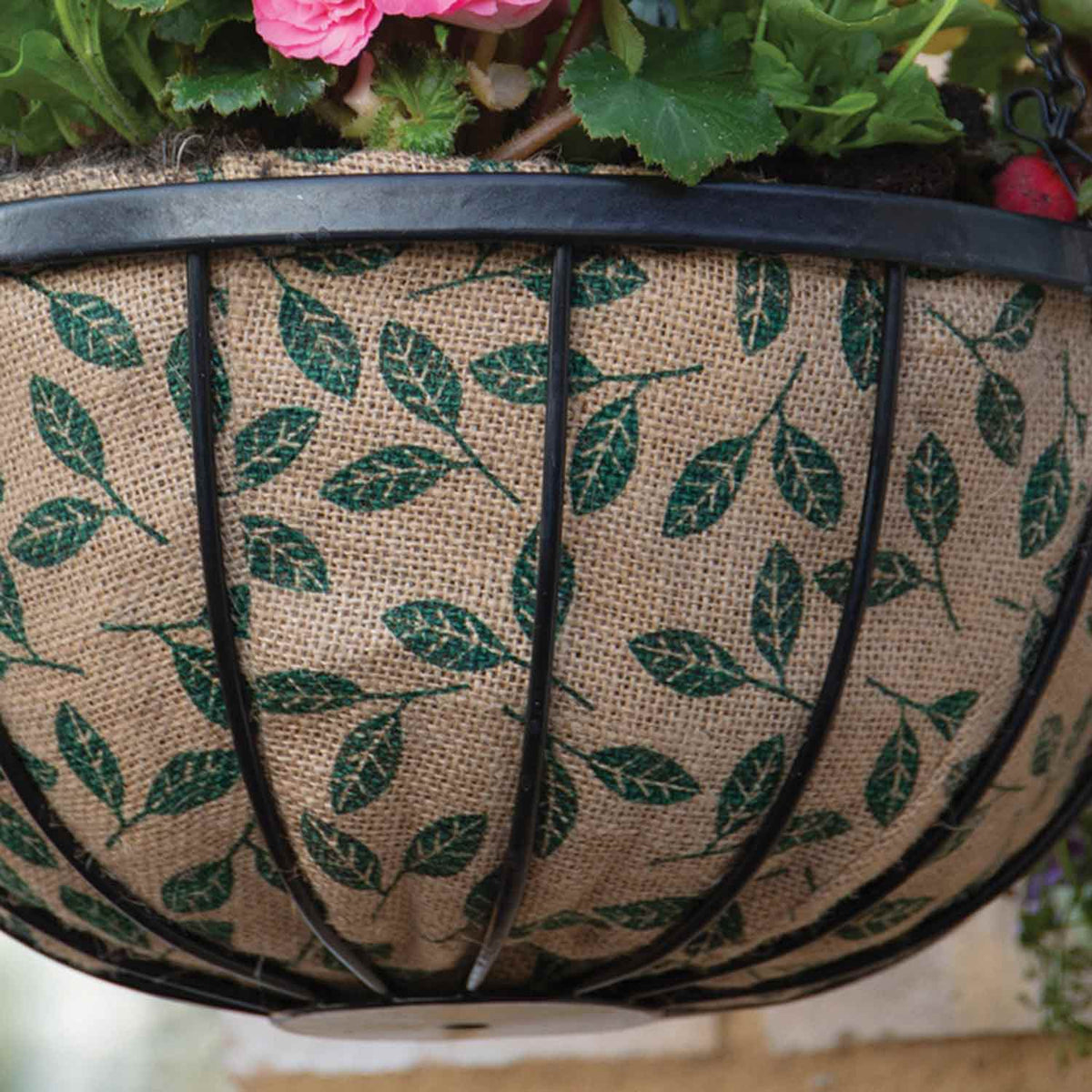 Coco Hanging Basket Liner 12in Leaves Pattern | Set of 1 | Green