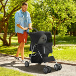 Pet Stroller Carrier Foldable Deluxe Jogger Walk Travel Dog Cat | Black
