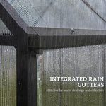 Polycarbonate Greenhouse Garden Green House With Rain Gutter, Black