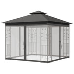 3x3m Garden Gazebo, Double Roof With Netting