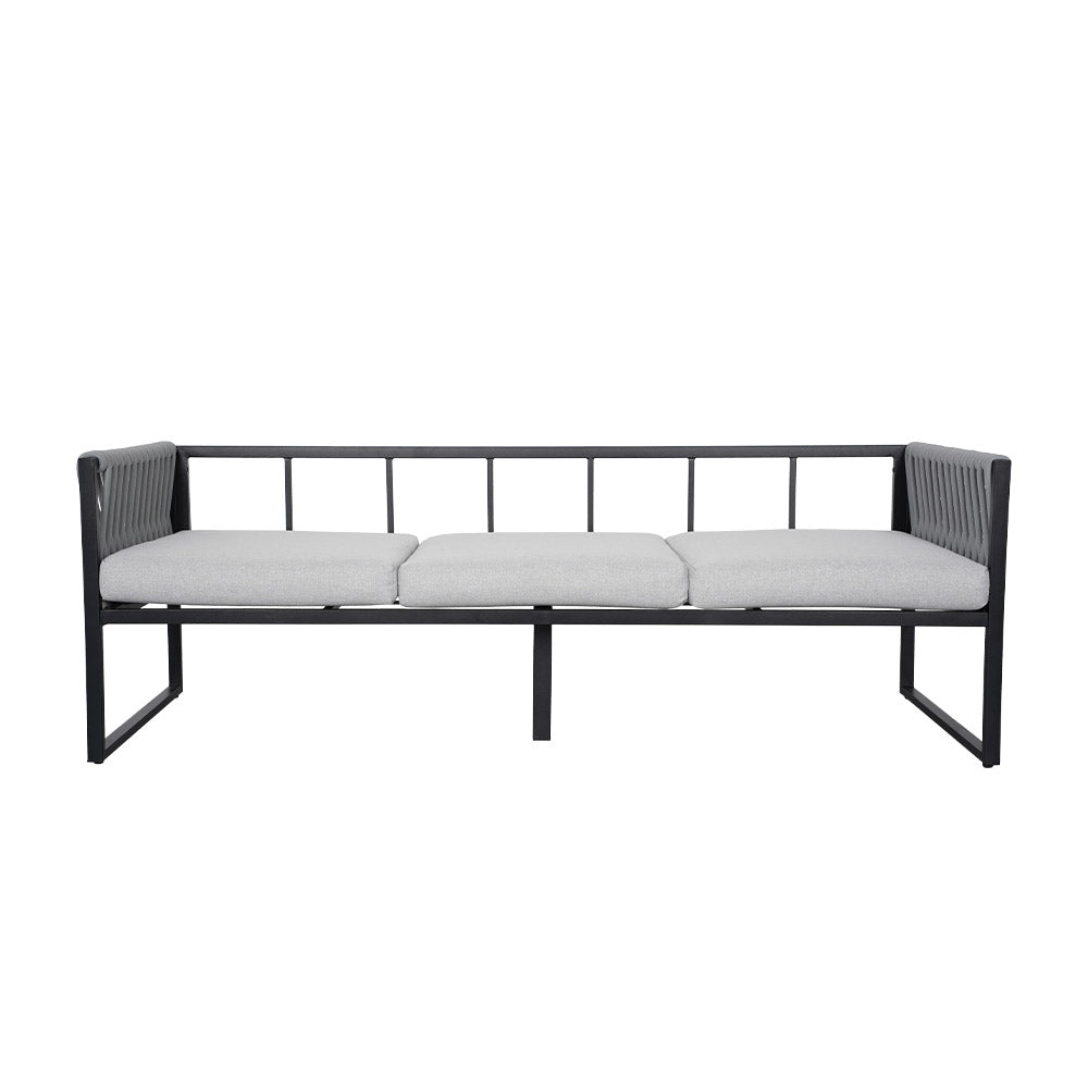 4-piece Garden Furniture Set With Sofa, 2 Armchairs & Table, Galvanised Steel Frame, Rope Weave Design, Weather-resistant Cushions | Light Grey