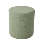 Round Teddy Fleece Upholstered Footstool | Green