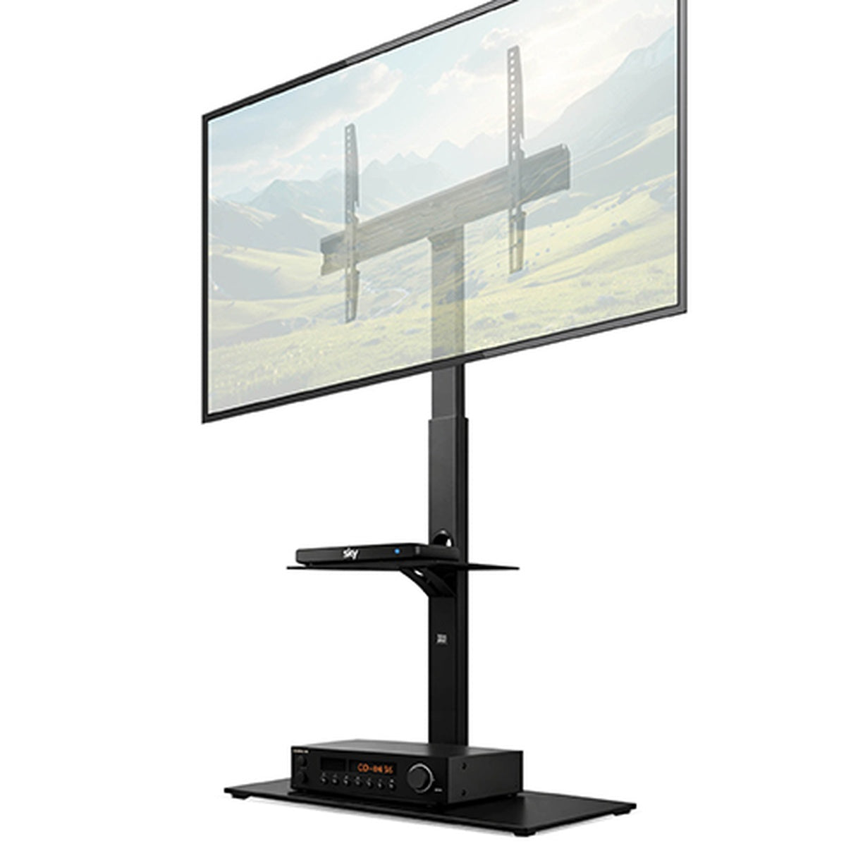 Futura Futura Tv Floor Stand 30 To 75 Inch Height Adjustable Swivel Mount With Shelf Supports 40kg