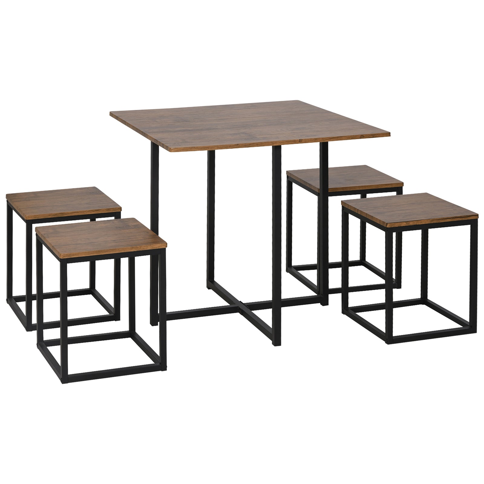 Compact Dining Set, Wood Bar Table, 5pc