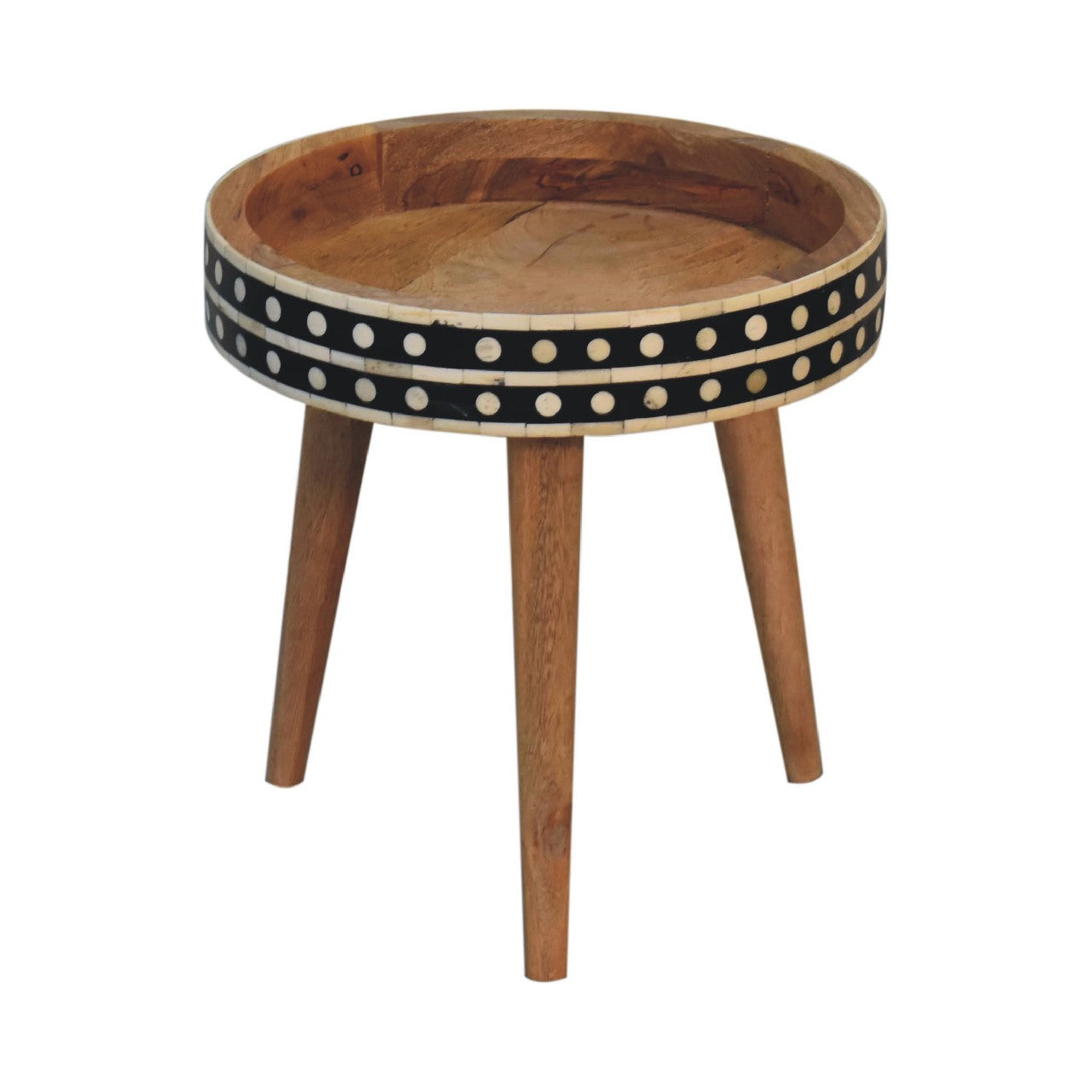 Solid Mango Wood Mini Pattern Nordic End Table