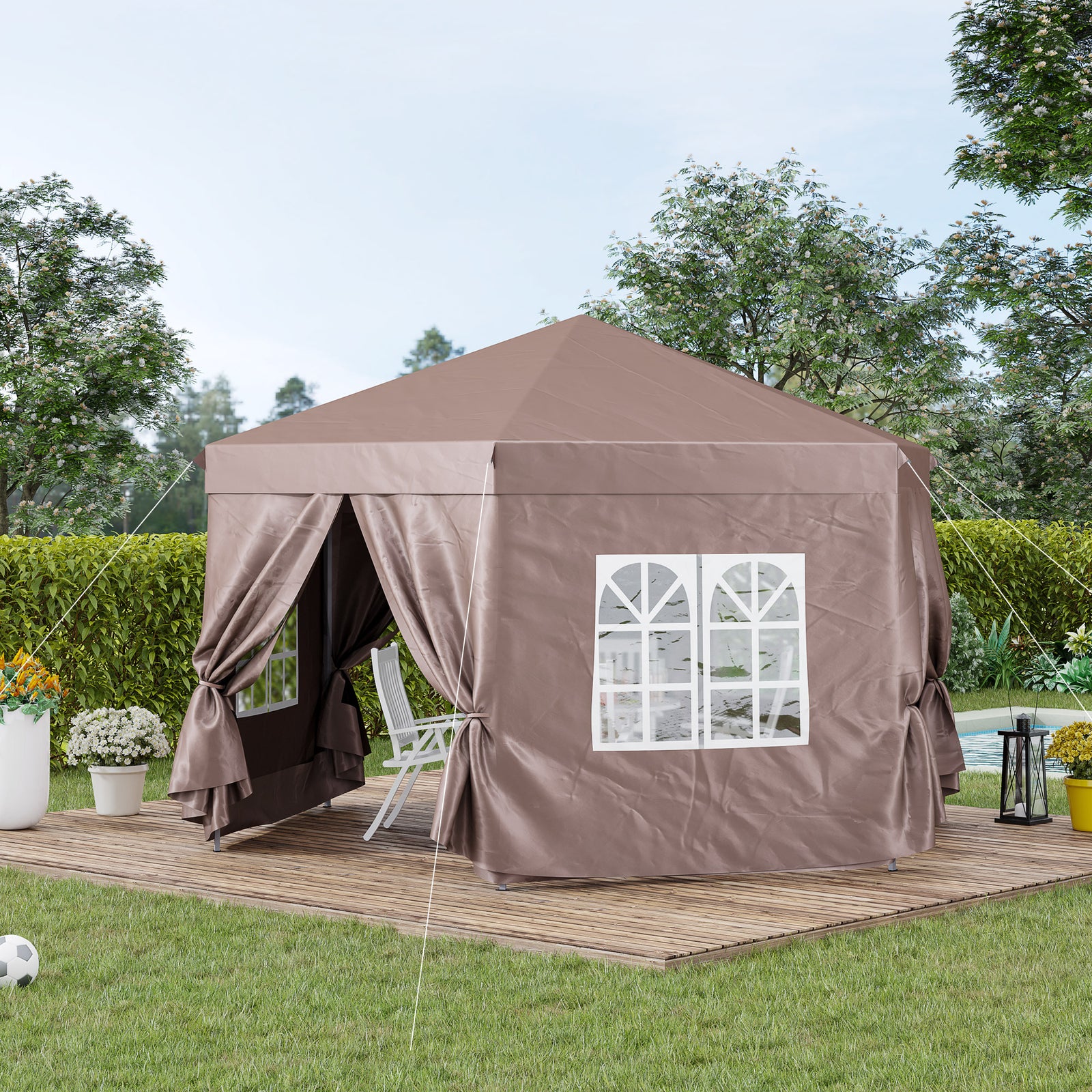 4x4m Garden Gazebo Tent Outdoor Metal Adjust Sun Shade