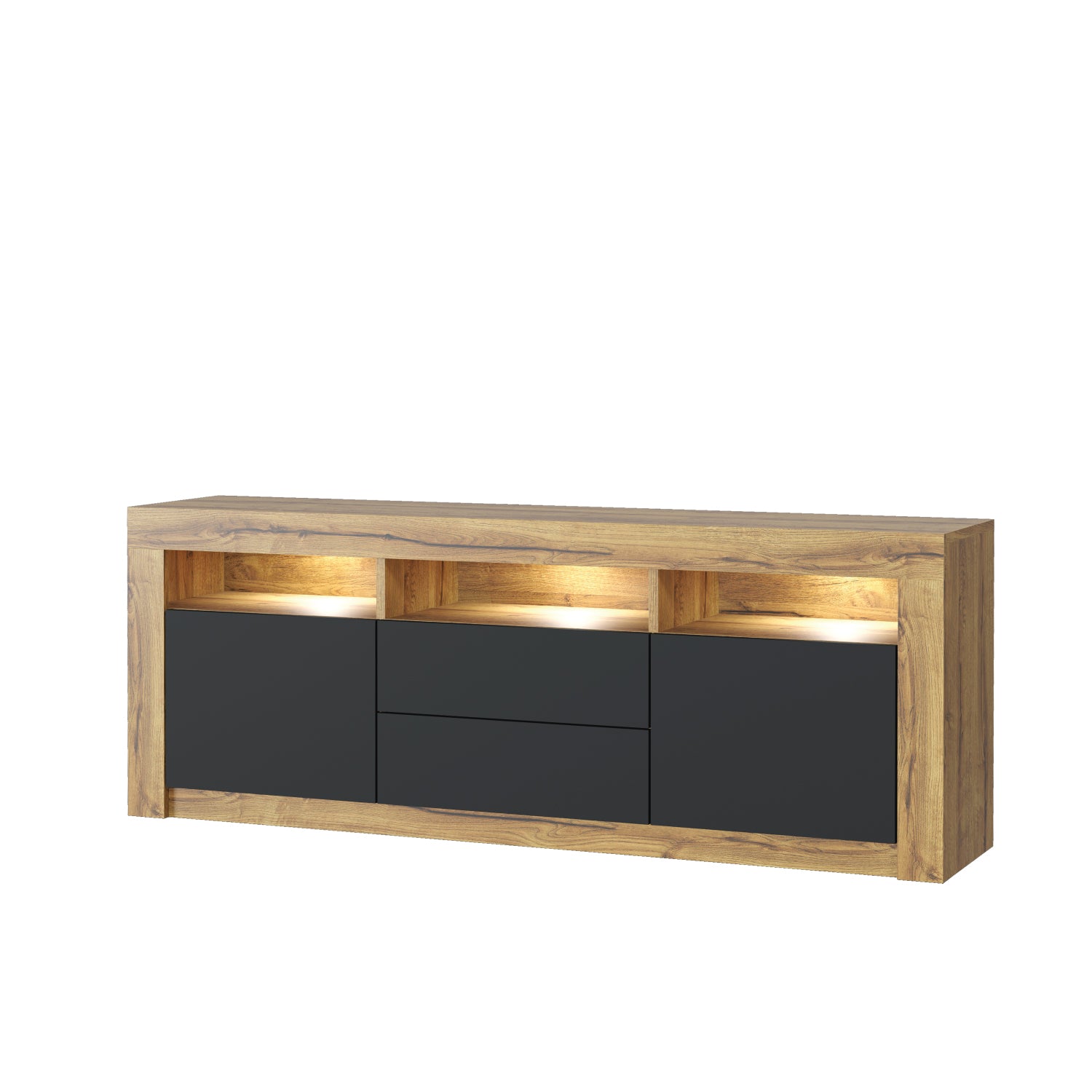 Shine Tv Unit 160cm With Led Lights | Oak