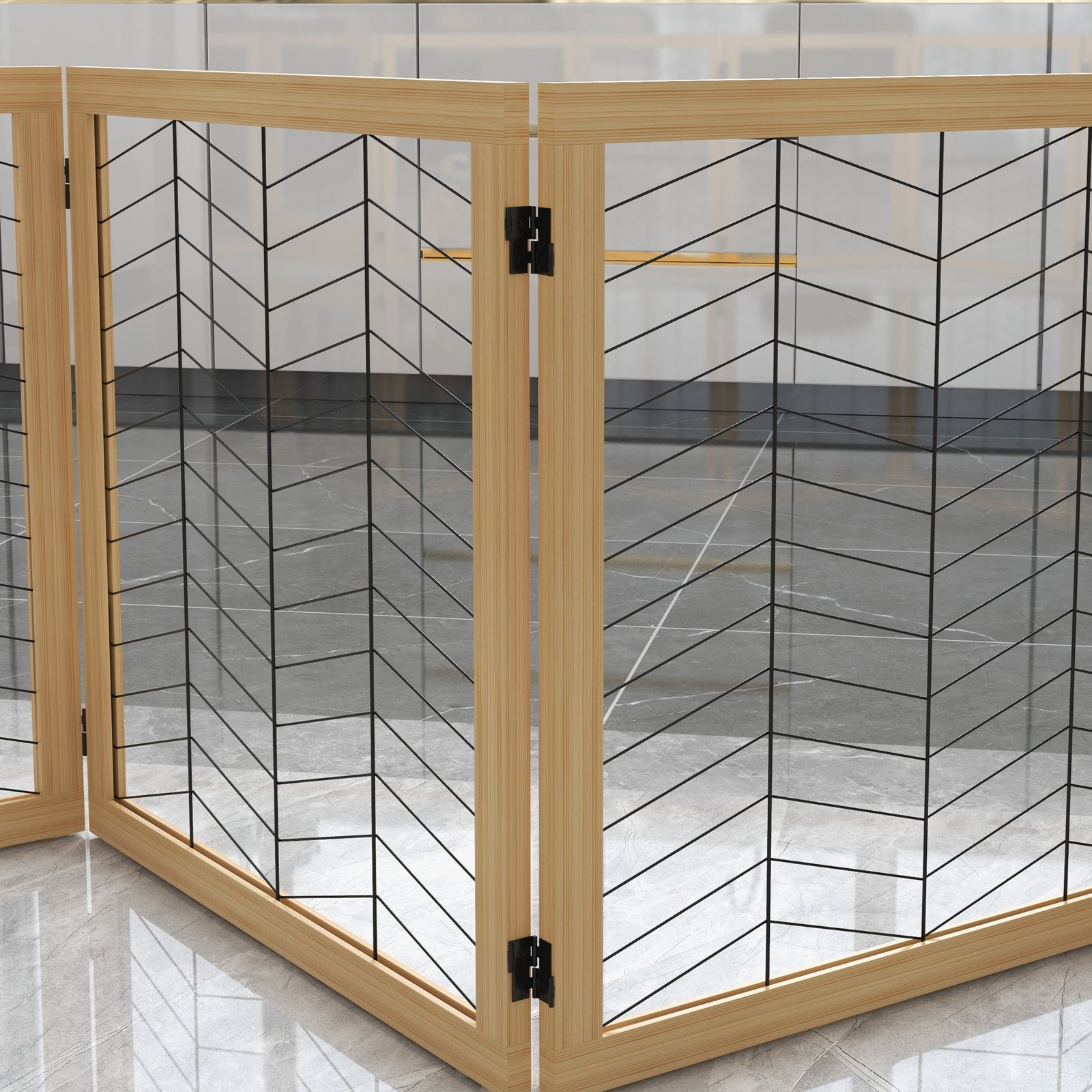 8 Panels Freestanding Dog Barrier For S And M Dogs | Brown