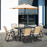 8 Pieces Dining Set Foldable Chair Table Parasol