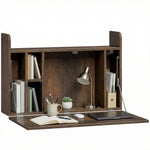HOMCOM Wall Mounted Table W/ Space Saving Storage Compartments