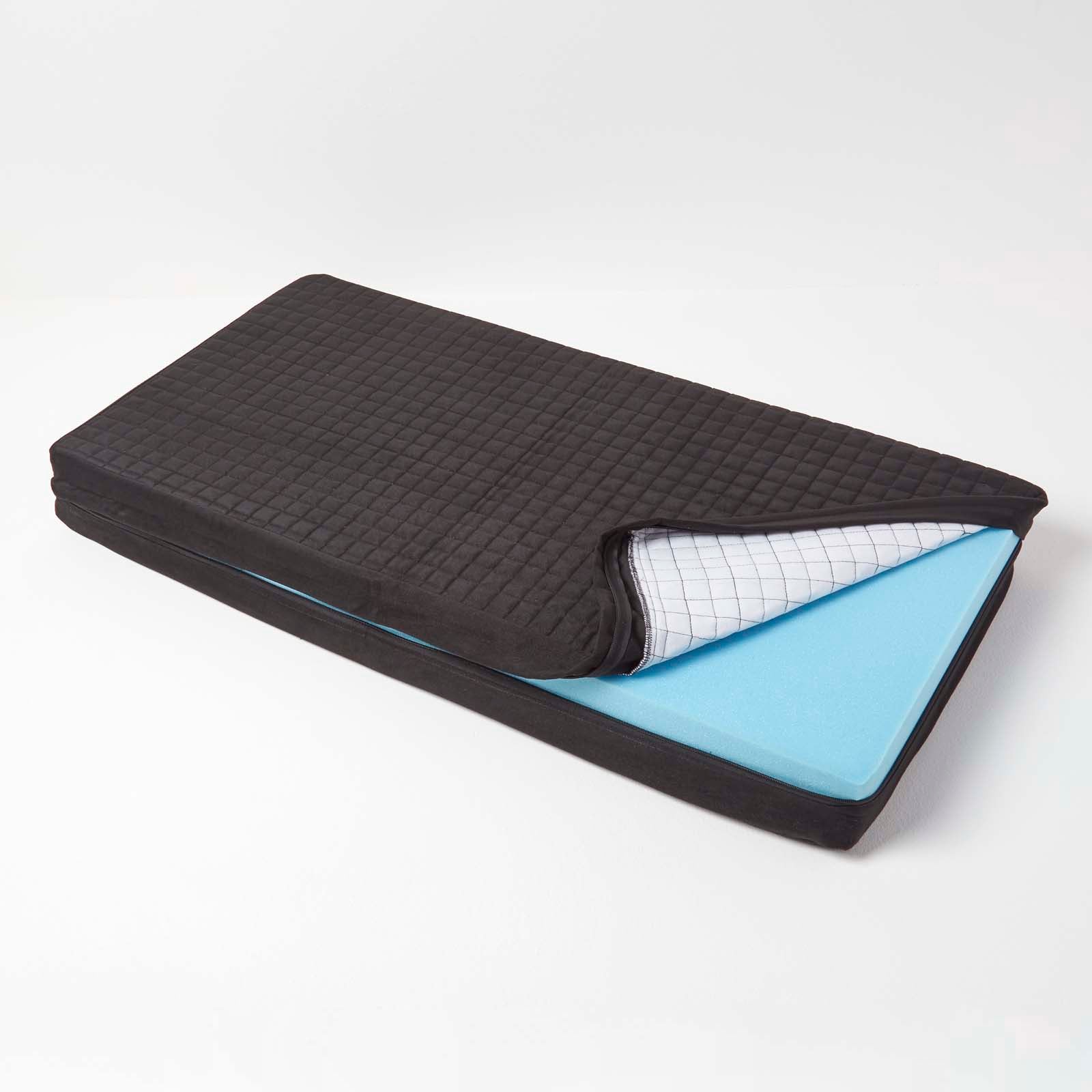 Quilted Polyester 2 Seater Orthopaedic Booster Cushion Cover | 50cm x 100cm | Black