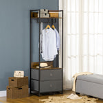 Clothes Rail, Metal Coat Stand, Garment Rack 2 Fabric Drawer