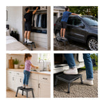 Folding Step Stool Premium, Heavy-duty Steel Home Diy Step Stool 150kg Capacity | Grey
