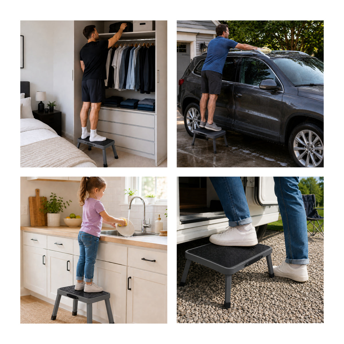 Folding Step Stool Premium, Heavy-duty Steel Home Diy Step Stool 150kg Capacity | Grey