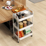 3 Tier Rolling Utility Cart With 3 Mesh Basket | One Size | White