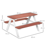 Outsunny Kids Picnic Table, Wooden Table And Bench Set For 3-8 Years, Brown