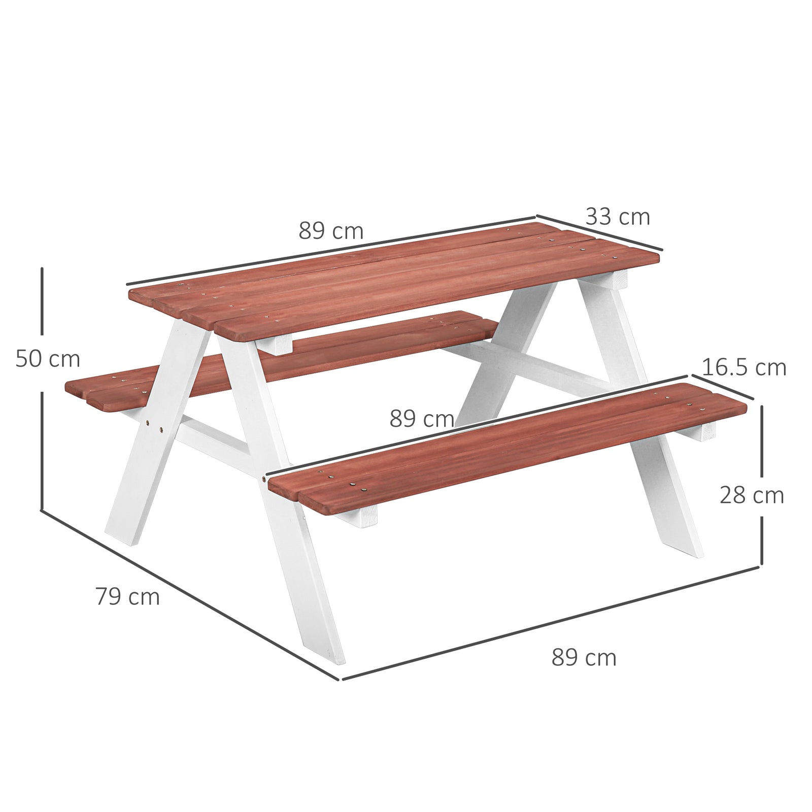 Outsunny Kids Picnic Table, Wooden Table And Bench Set For 3-8 Years, Brown