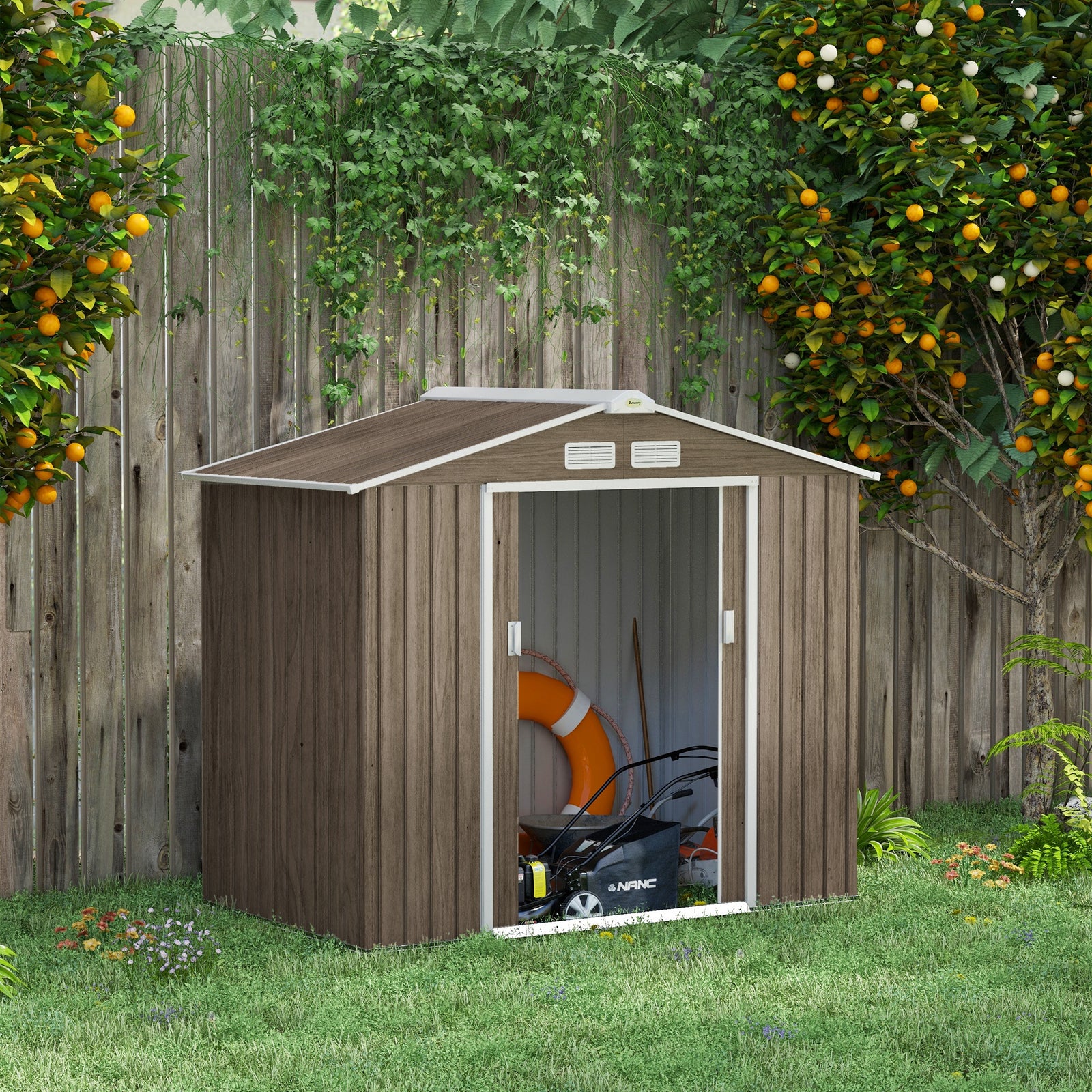 Garden Shed Storage Unit W/locking Door Floor Foundation | Light Slate Gray