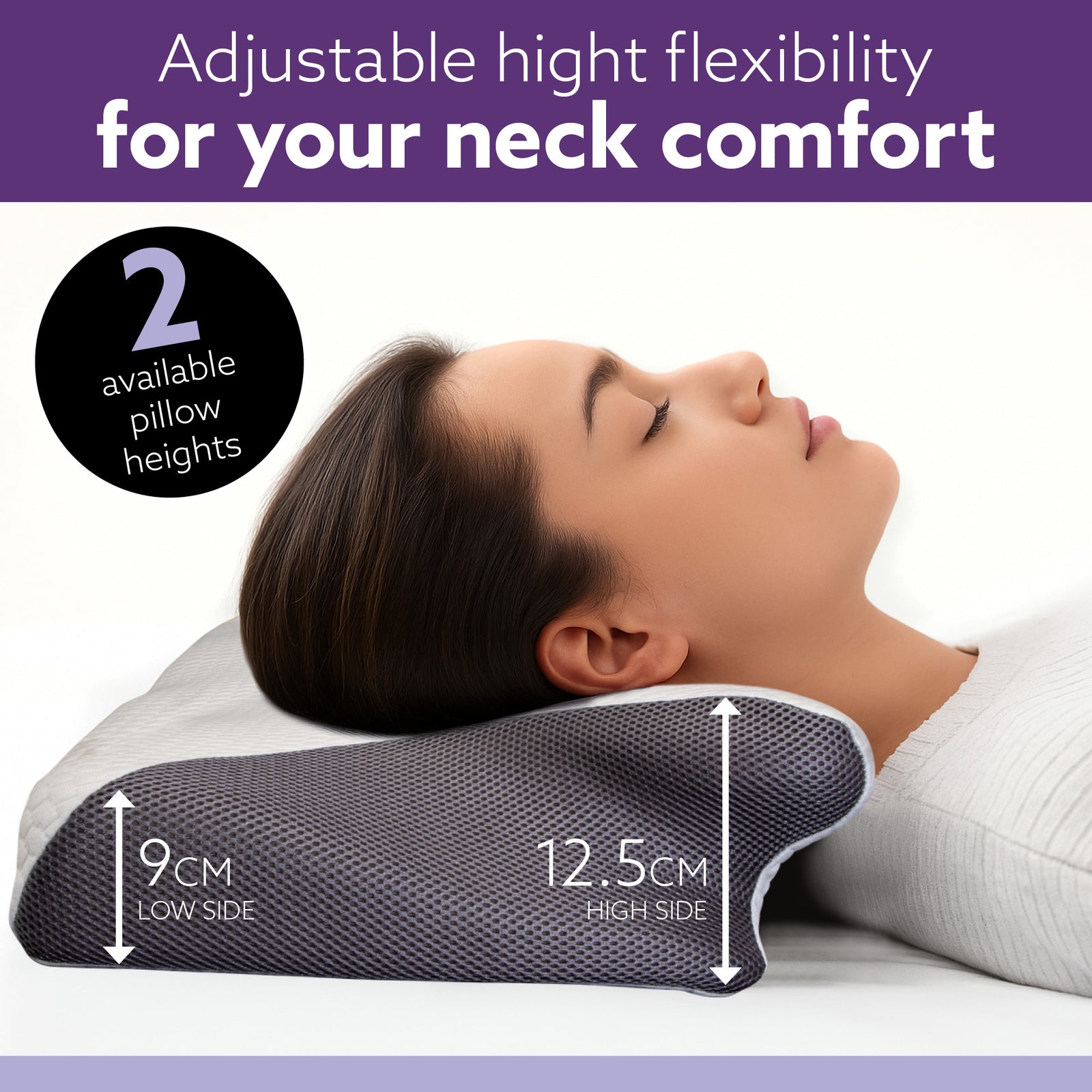 Luxury Orthopedic Memory Foam Cervical Neck Support Pillow 64x42x12.5cm, Side Sleeper Pillow For Back & Stomach Sleepers