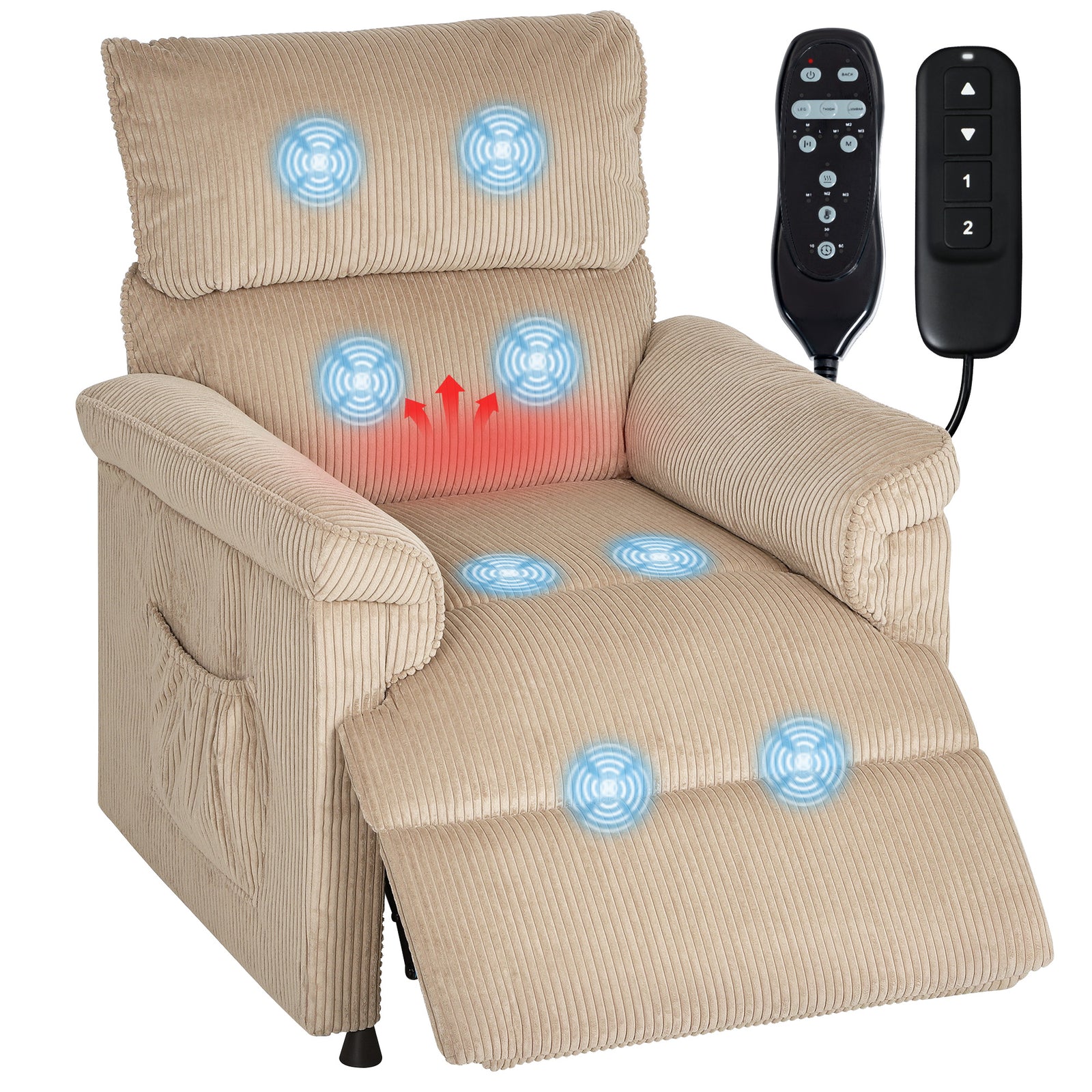 Massage Recliner With Quiet Motor, Power Reclining Chair | Brown