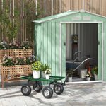 Garden Trolley Cart With Pneumatic Wheels And Rotating Handle | Green