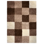 California Checked Shaggy Rug Deep Pile | 200cm x 290cm | Beige